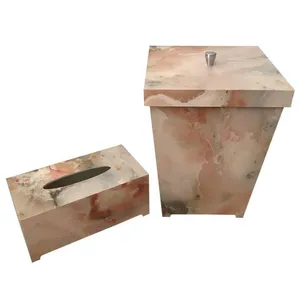 ست سطل و جعبه دستمال کاغذی طرح سنگ مدل 001O