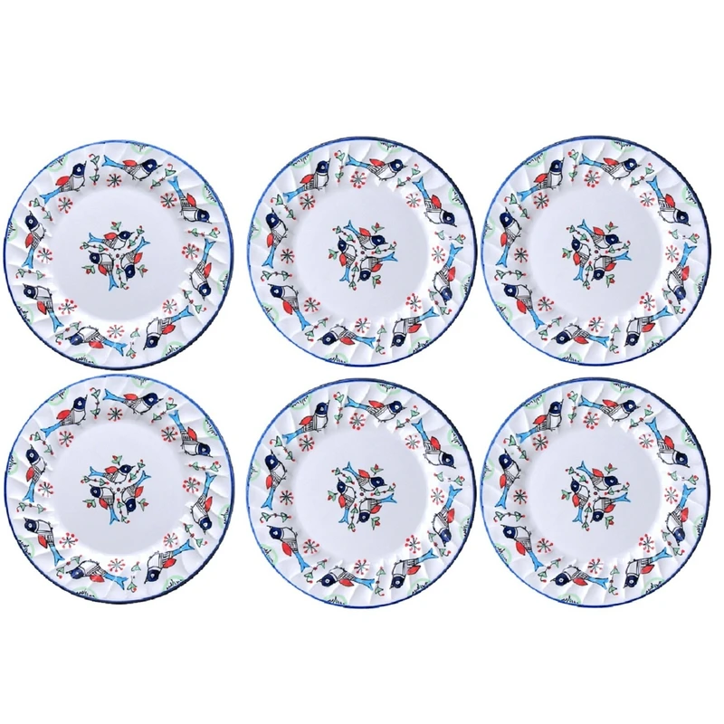 بشقاب برنج چينی ميبد مرواريد مدل مرغي کد B6 بسته 6 عددي