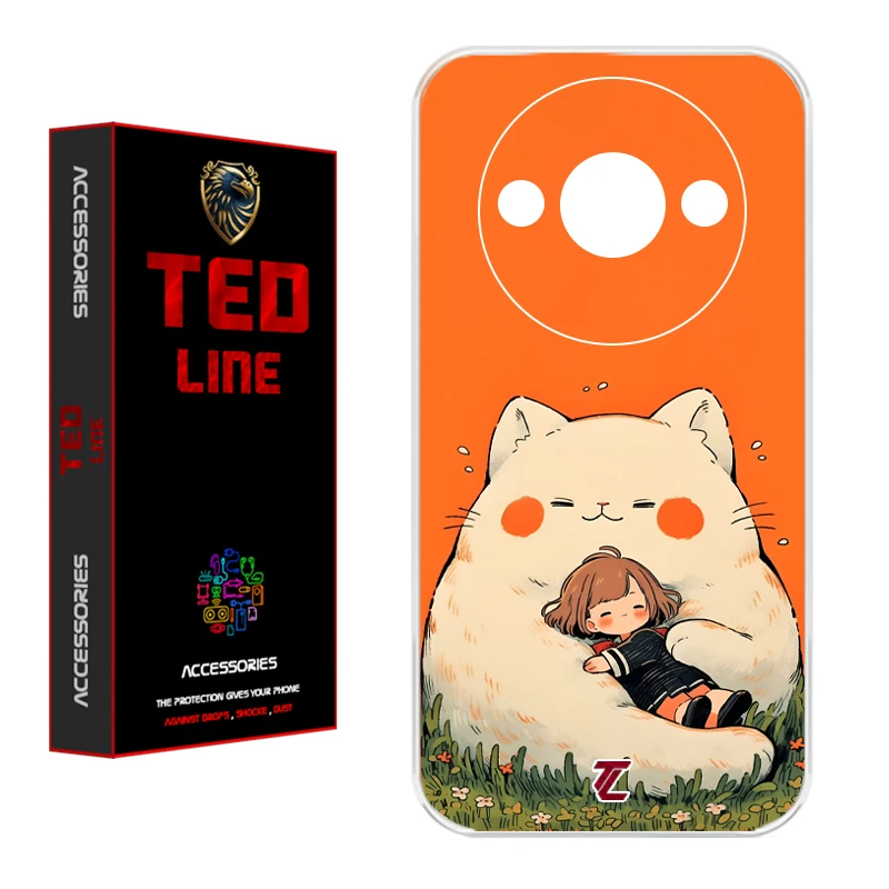 کاور تدلاین طرح گربه نارنجی کد 1138 مناسب برای گوشی موبایل شیائومی Redmi A3