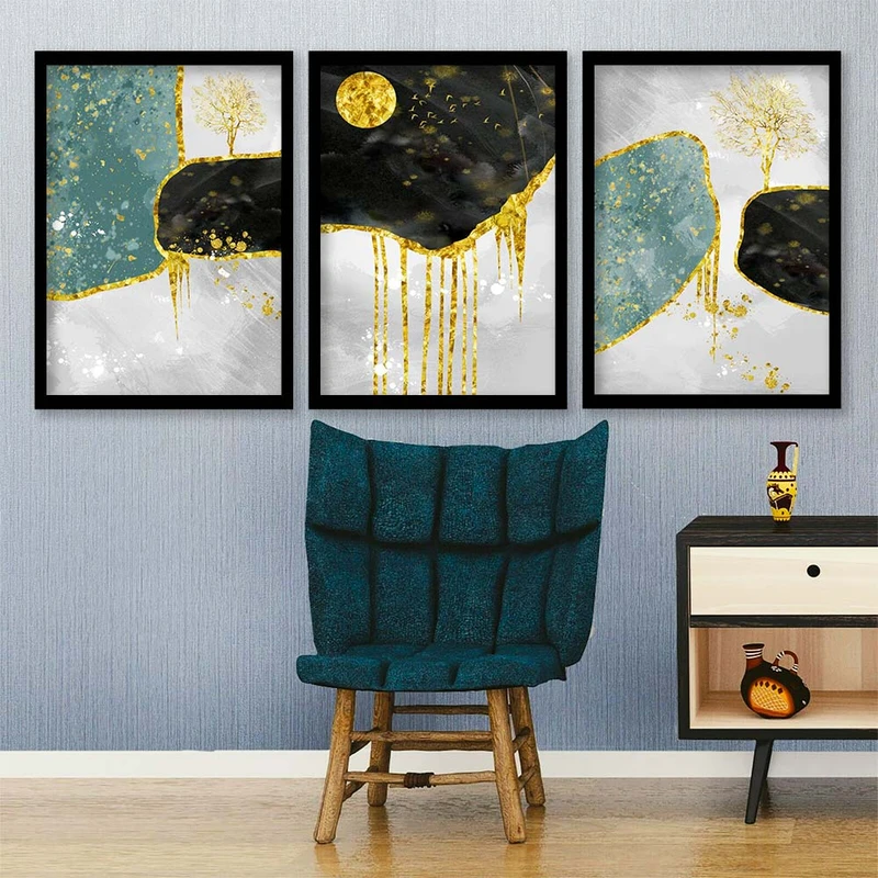 تابلو صبا طرح مدل دکوراتیو انتزاعی کد 186 مجموعه 3 عددی