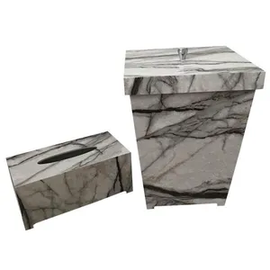 ست سطل و جعبه دستمال کاغذی طرح سنگ مدل 001H