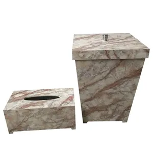 ست سطل و جعبه دستمال کاغذی طرح سنگ مدل 001E