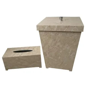 ست سطل و جعبه دستمال کاغذی طرح سنگ مدل 00AO