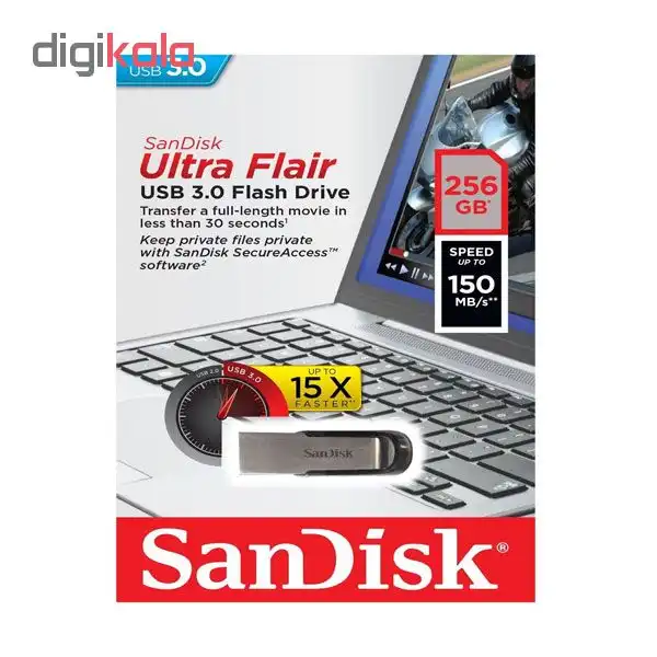 فلش مموری سن دیسک مدل Ultra Flair CZ73 ظرفیت 256 گیگابایت