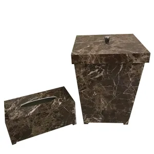ست سطل و جعبه دستمال کاغذی طرح سنگ مدل 001Q