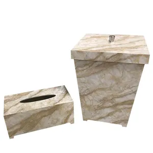 ست سطل و جعبه دستمال کاغذی طرح سنگ مدل 001AL
