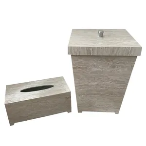 ست سطل و جعبه دستمال کاغذی طرح سنگ مدل 001R