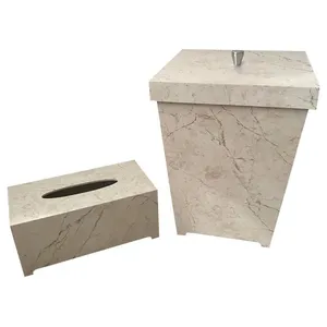 ست سطل و جعبه دستمال کاغذی طرح سنگ کد 001A