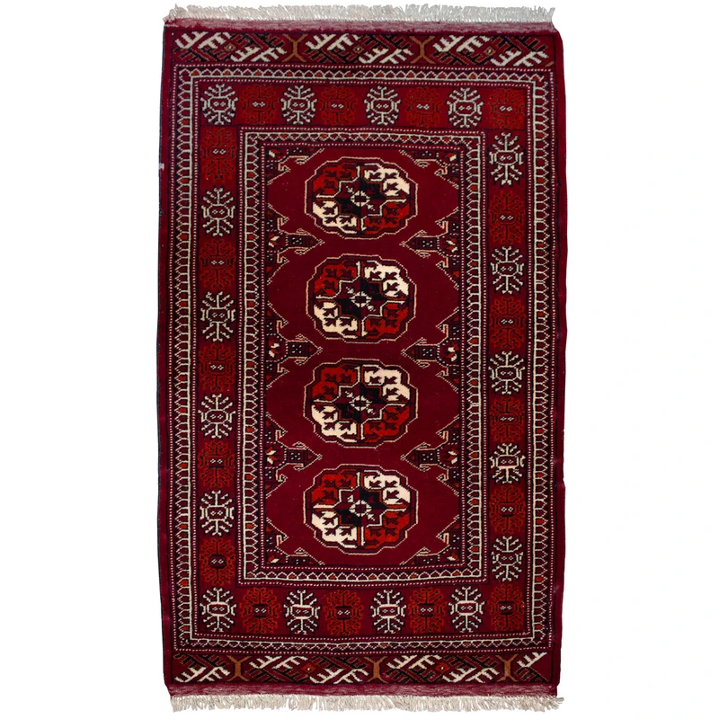 فرش دستبافت قدیمی یک متری طرح ترکمن کد 7138