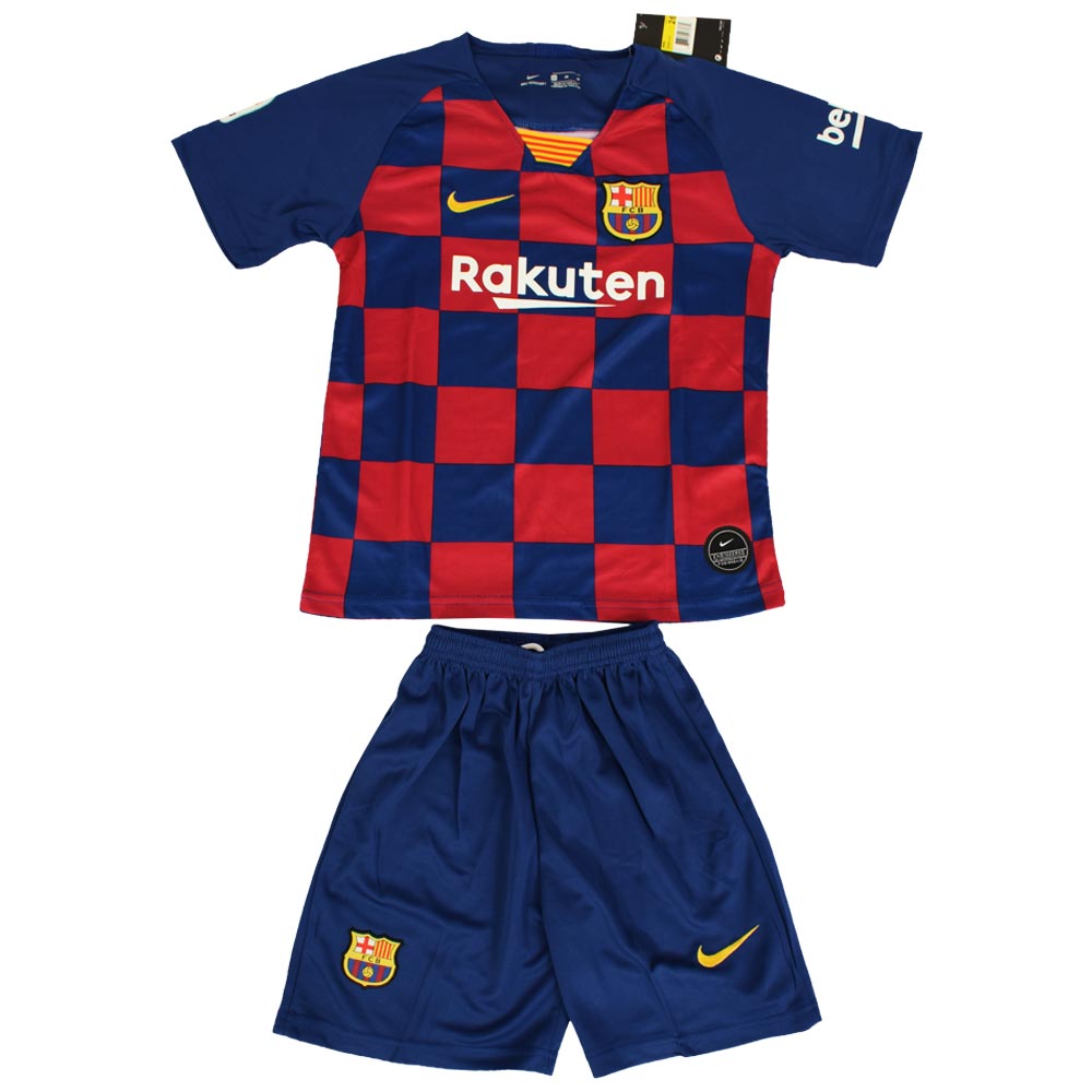 ست پیراهن و شورت ورزشی پسرانه طرح بارسلونا کد 2019.20 رنگ آبی