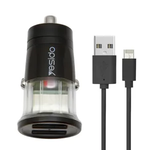 شارژر فندکی یسیدو مدل Y28 به همراه کابل تبدیل  لایتنینگ/microUSB