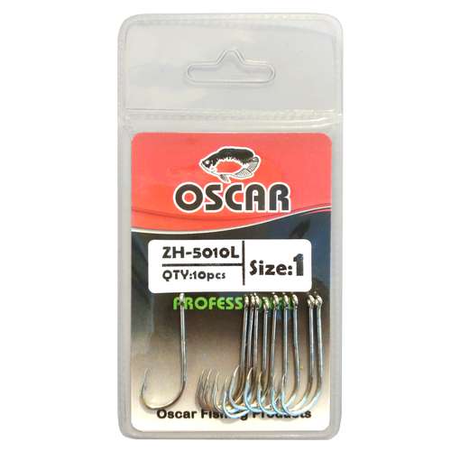 قلاب ماهی گیری اسکار مدل ZH-5010L بسته 10 عددی سایز1
