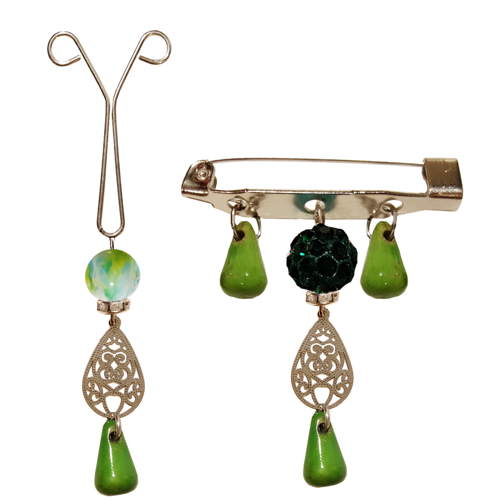 ست گل سینه و گیره روسری مدل اشک کد PM SET 38