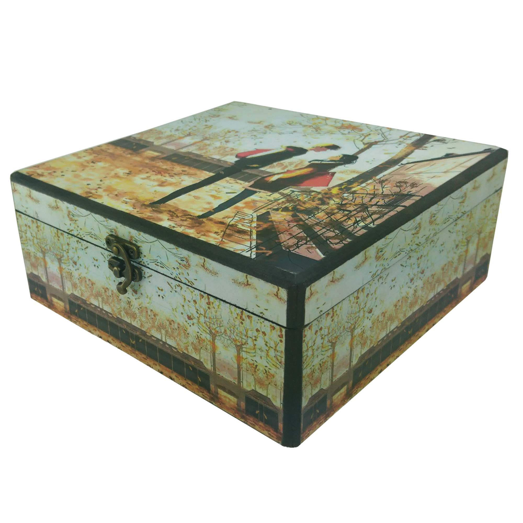 جعبه هدیه چوبی طرح عشق پاییزی کد 650416