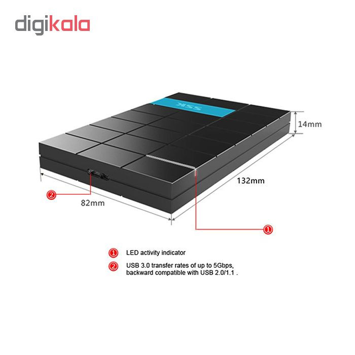 قاب اکسترنال هارددیسک 2.5 اینچی USB 3.0 اس اس کا مدل SHE080