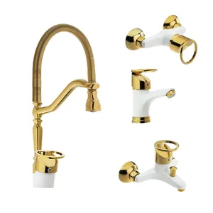 ست شیرآلات شیرآلات بهداشتی و ساختمانی توفیق مدل النگویی فنری مجموعه 4 عددی