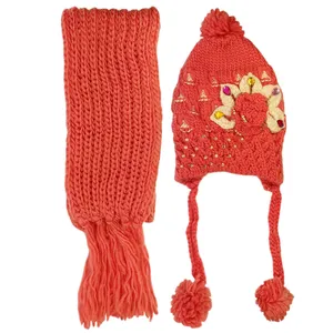 ست کلاه و شال گردن دخترانه کد FLOWER_PEDS22