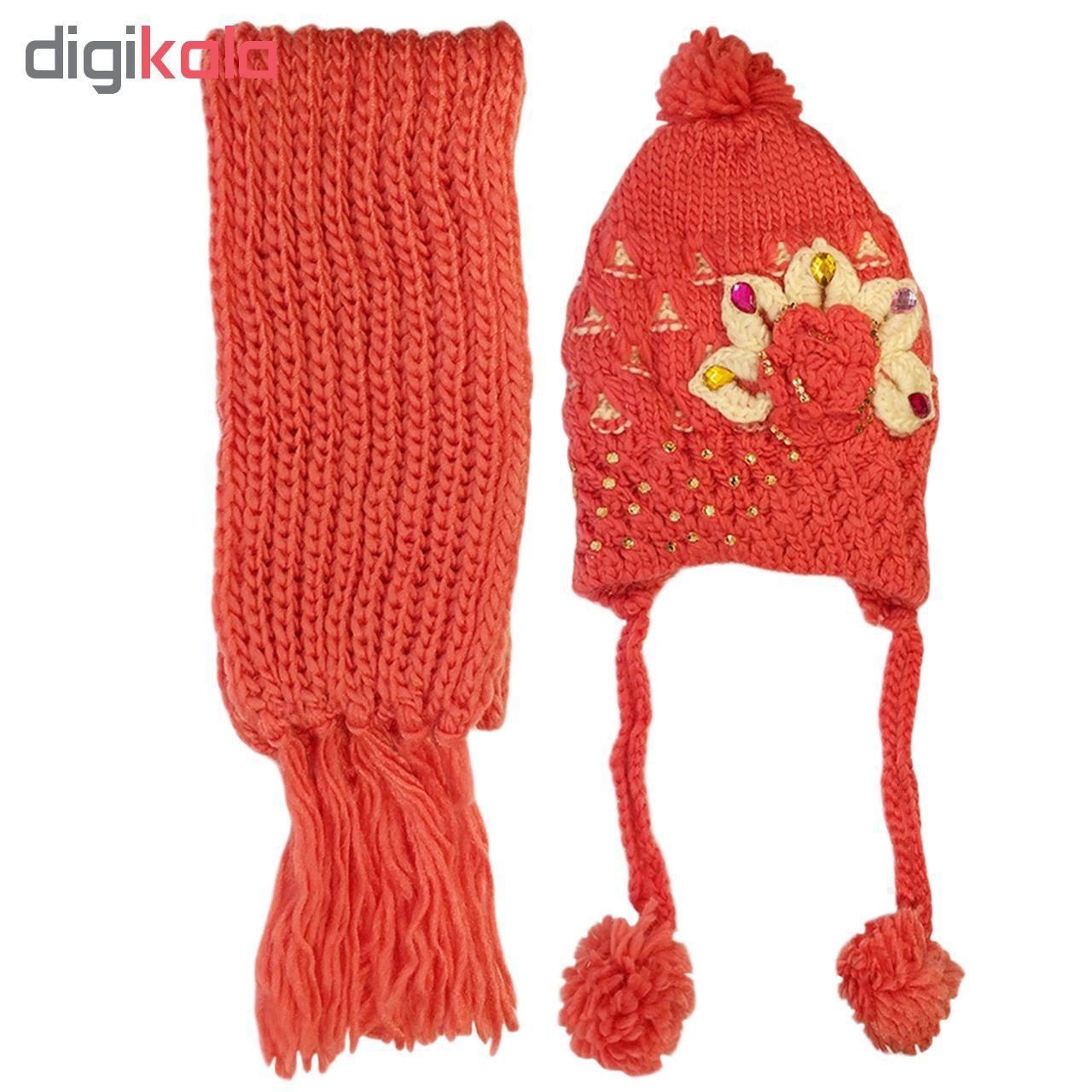ست کلاه و شال گردن دخترانه کد FLOWER_PEDS22 -  - 2