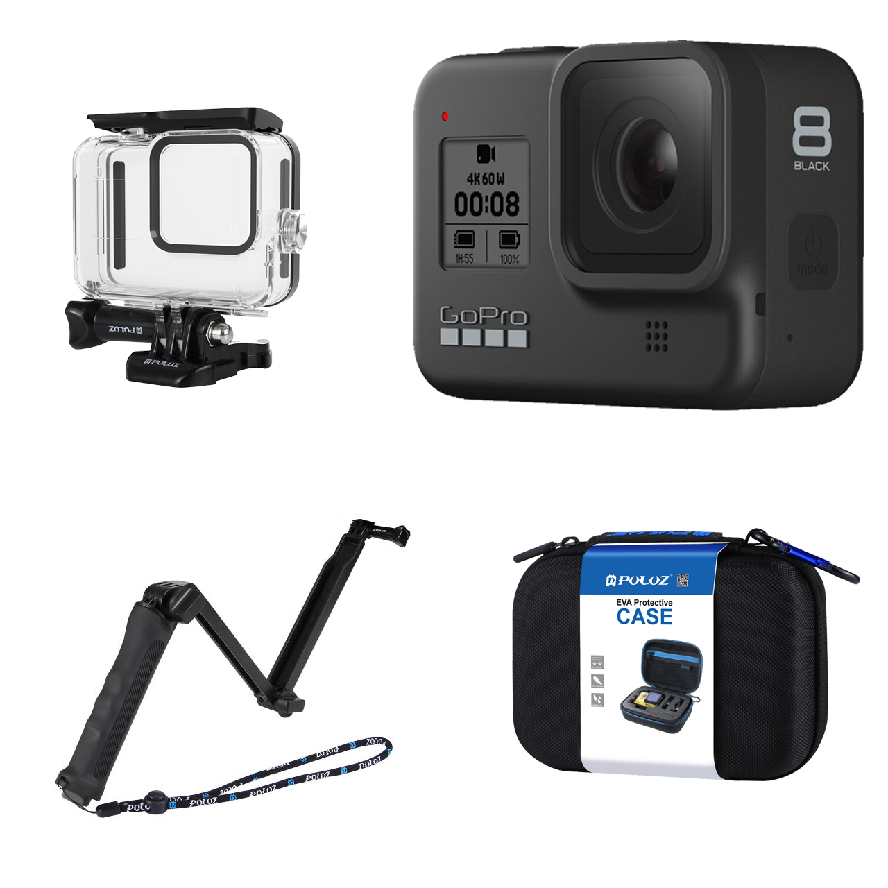 دوربین فیلم برداری ورزشی گوپرو مدل HERO8 Black به همراه لوازم جانبی پلوز