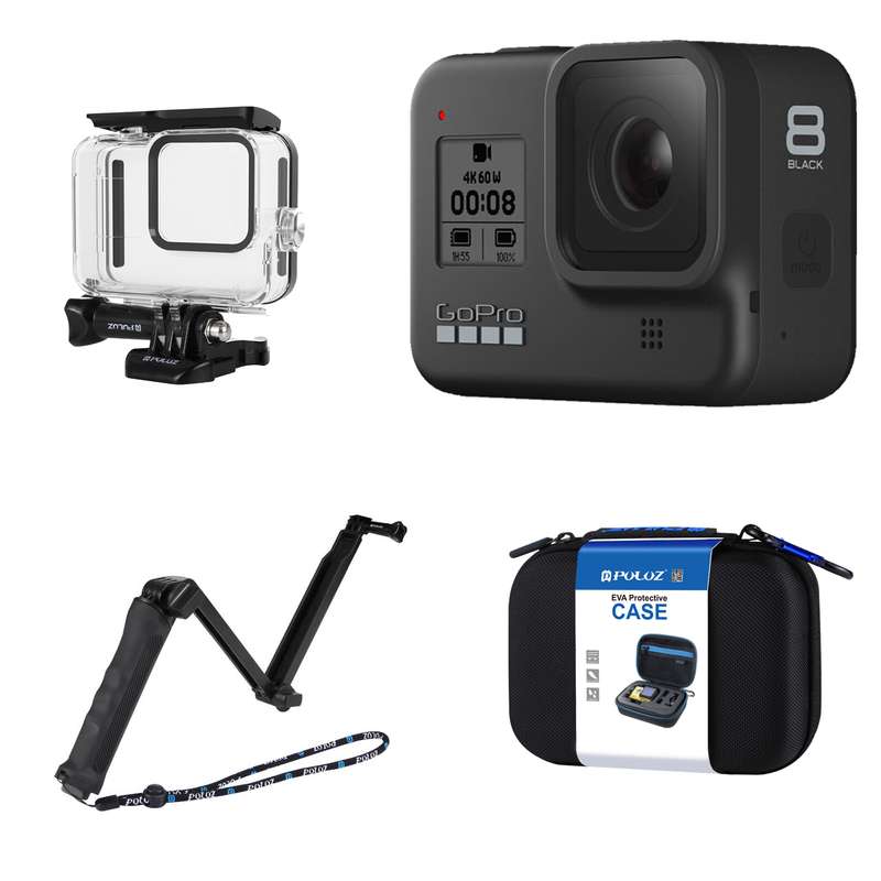 دوربین فیلم برداری ورزشی گوپرو مدل HERO8 Black به همراه لوازم جانبی پلوز دوربین فیلم برداری ورزشی گوپرو مدل HERO8 Black به همراه لوازم جانبی پلوز