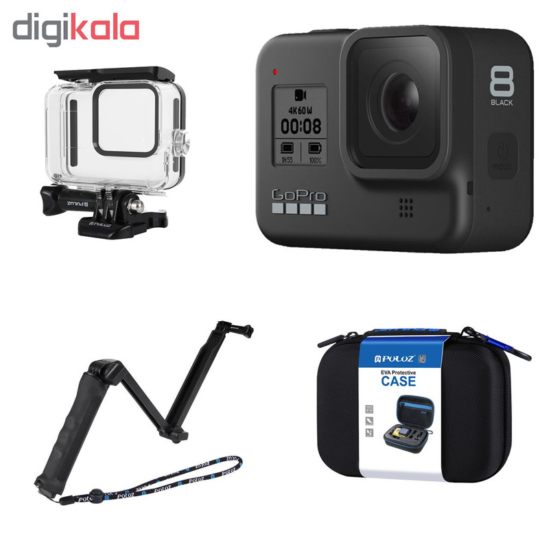دوربین فیلم برداری ورزشی گوپرو مدل HERO8 Black به همراه لوازم جانبی پلوز