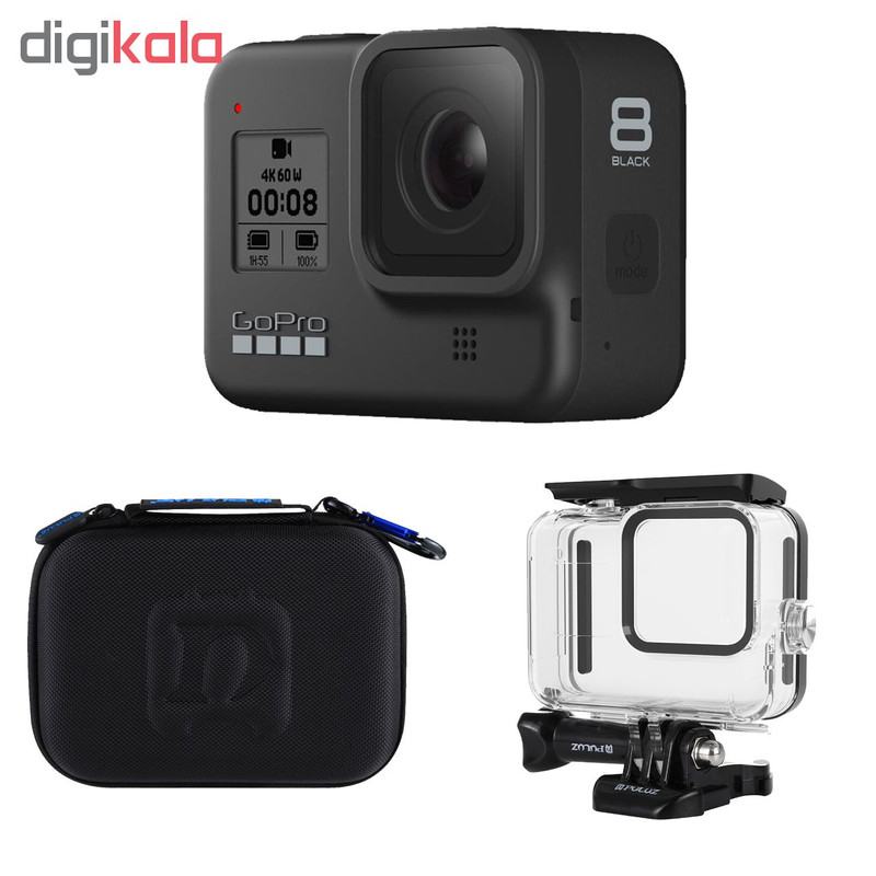 دوربین فیلم برداری ورزشی گوپرو مدل HERO8 Black به همراه لوازم جانبی پلوز