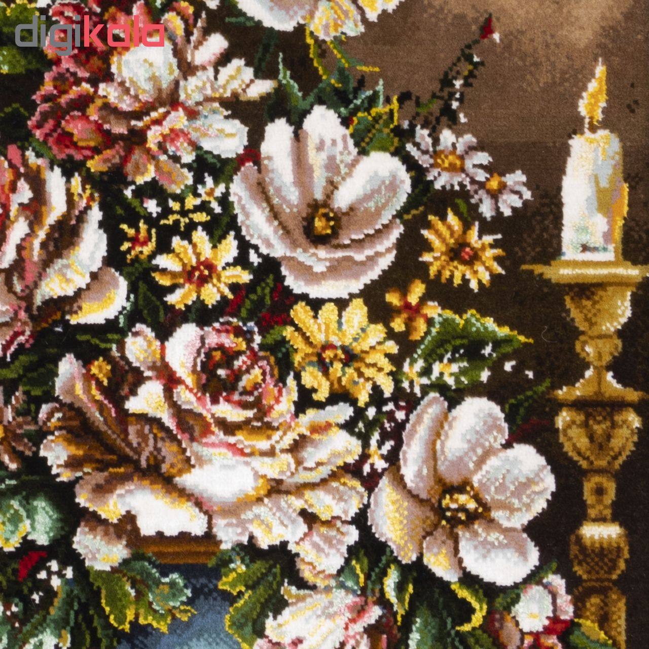 تابلو فرش دستباف سی پرشیا طرح گل با گلدان و شمع کد 901787