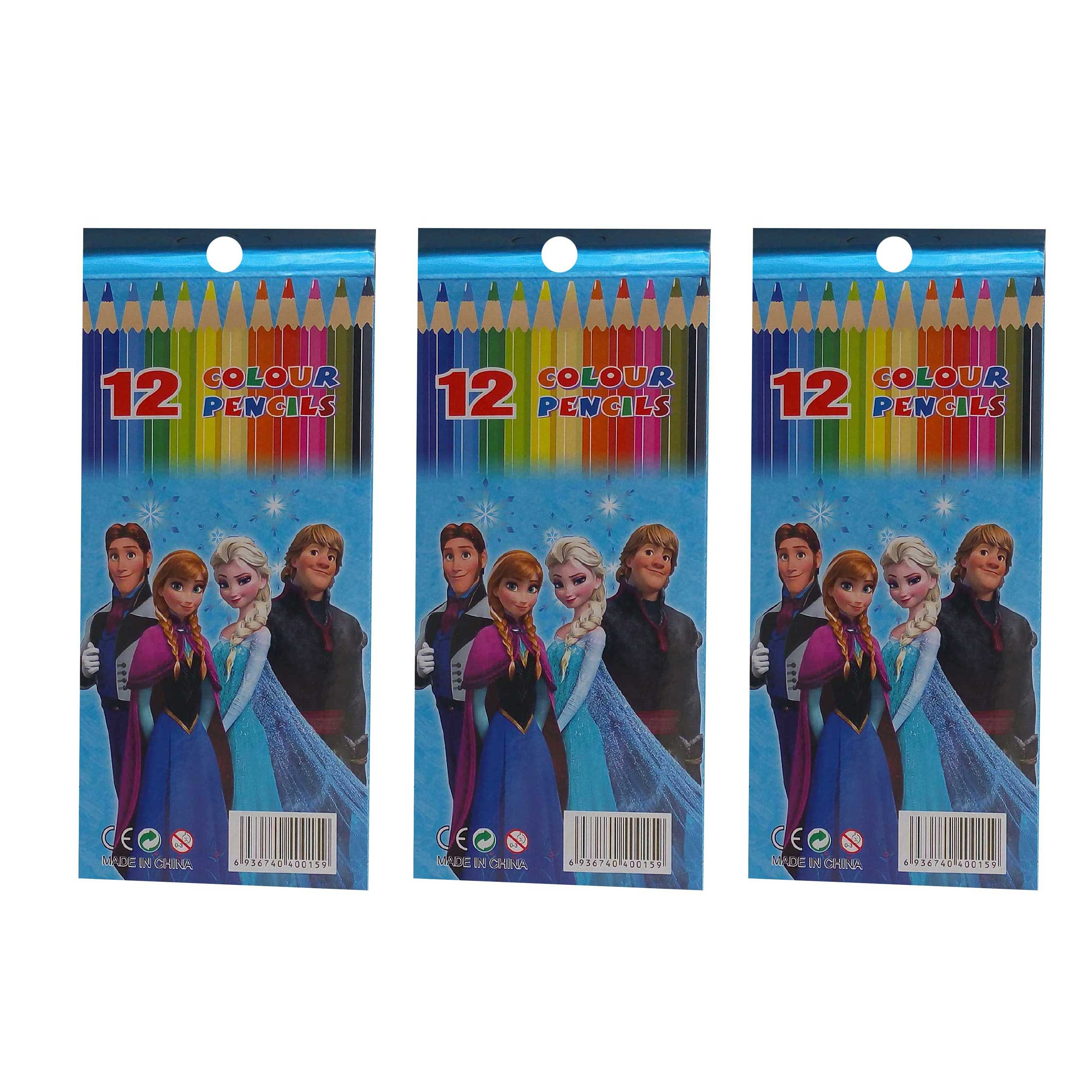 مداد رنگی 12 رنگ طرح frozen کد 701 بسته 3 عددی