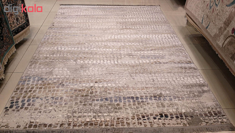 فرش ماشینی زمرد مشهد طرح پتینه کد TA121 زمینه طوسی