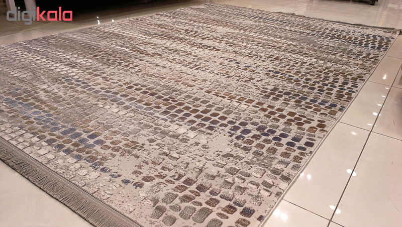 فرش ماشینی زمرد مشهد طرح پتینه کد TA121 زمینه طوسی