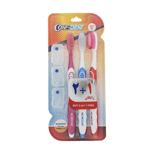 مسواک کانفیدنت سری newdent مدل bristles با برس نرم بسته 3 عددی