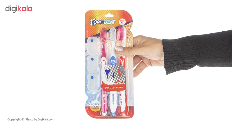 مسواک کانفیدنت سری NewDent مدل Bristles با برس نرم بسته 3 عددی