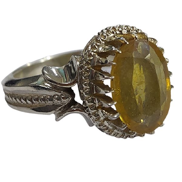 انگشتر نقره مردانه مدل یاقوت طبیعی کد 001