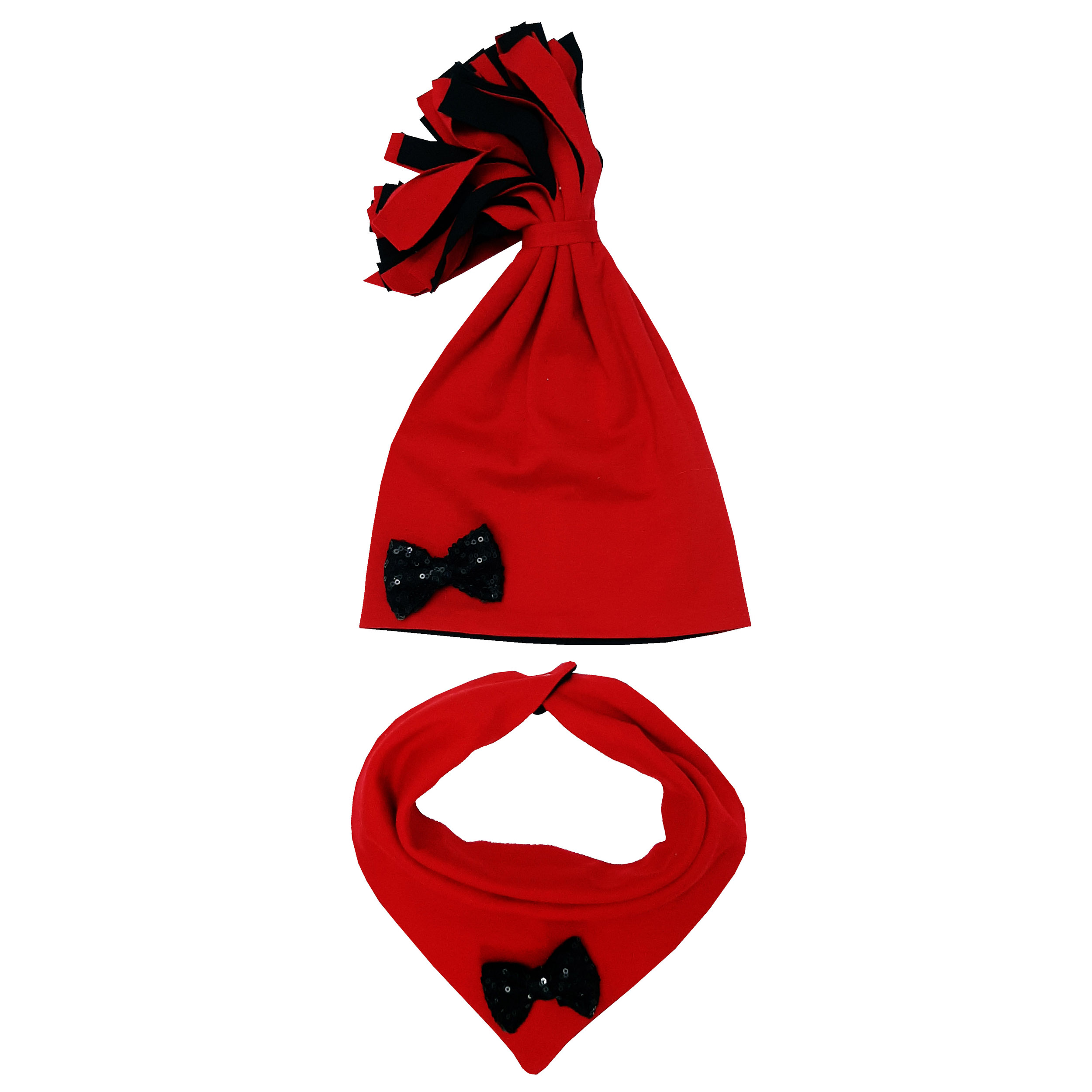 ست کلاه و شال گردن دخترانه کد TAB12 رنگ قرمز