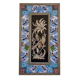 تابلو قلمزنی طرح گل و مرغ کد 1005