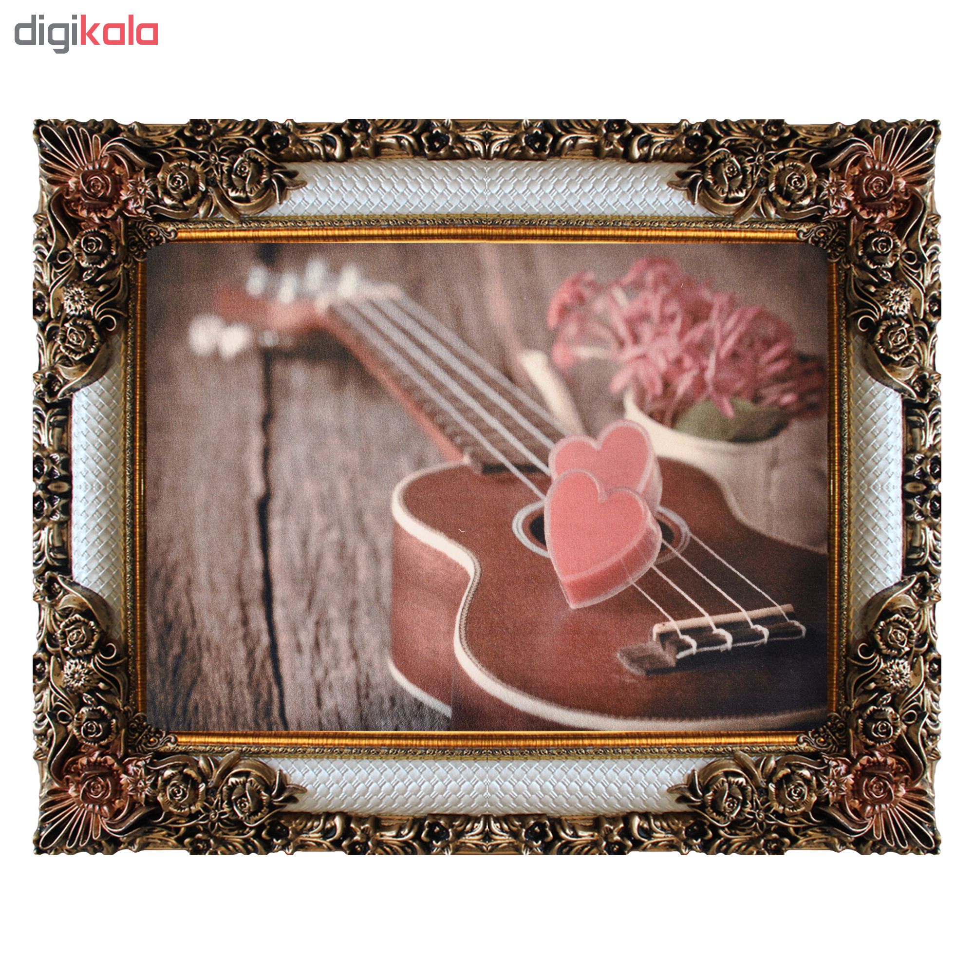 تابلو فرش ماشینی نارسیس طرح گیتار و قلب کد F101