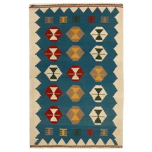 گلیم دستبافت یک و نیم متری مدل قشقایی کد 462790