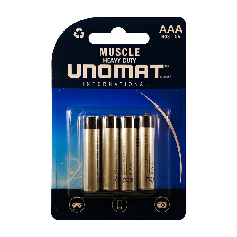 باتری نیم قلمی یونومات مدل Muscle Heavy Duty بسته 4 عددی