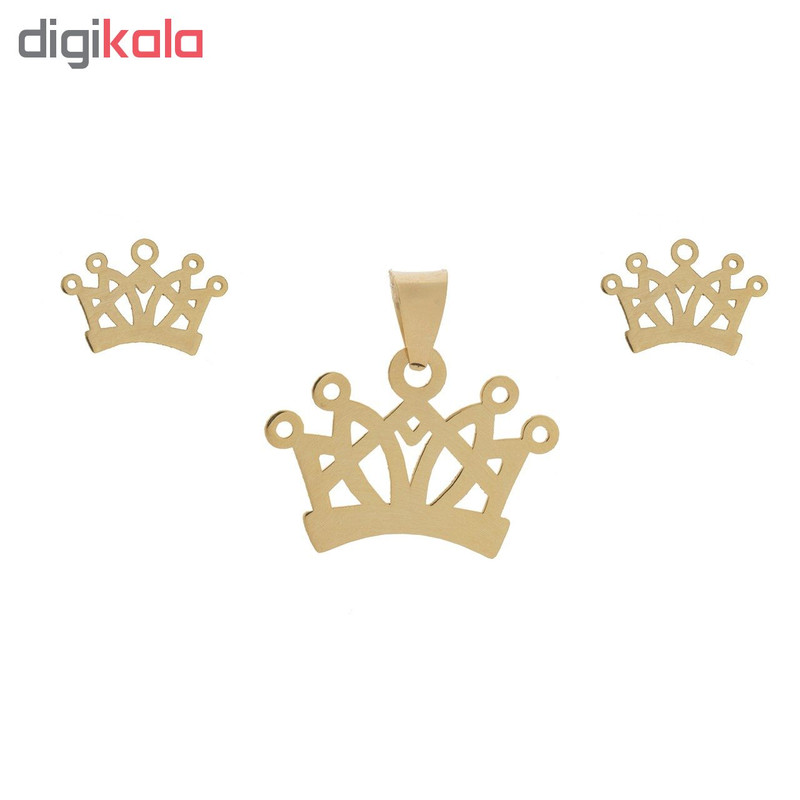 نیم ست طلا 18 عیار زنانه طرح تاج کد SG565