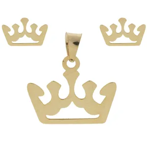 نیم ست طلا 18 عیار زنانه طرح تاج کد SG567