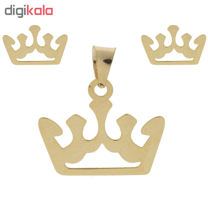 نیم ست طلا 18 عیار زنانه طرح تاج کد SG567