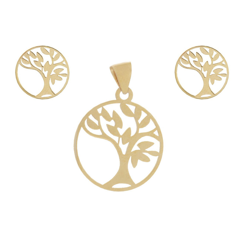 نیم ست طلا 18 عیار زنانه طرح درخت کد SG568