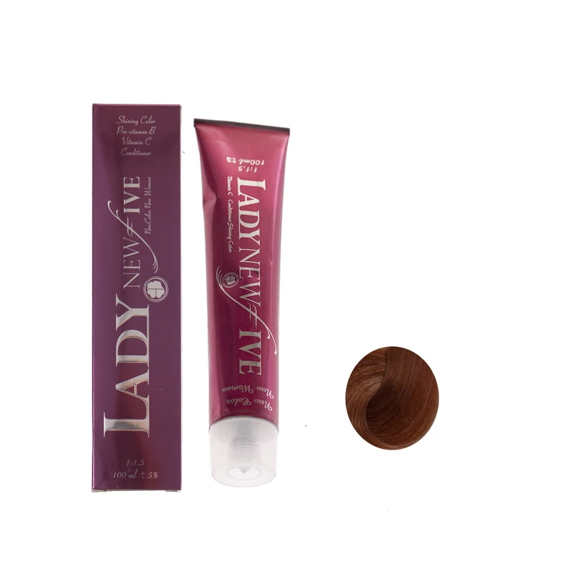 رنگ مو لیدی نیو فایو شماره 7.65 حجم 100 میلی لیتر رنگ بلوند تنباکویی متوسط