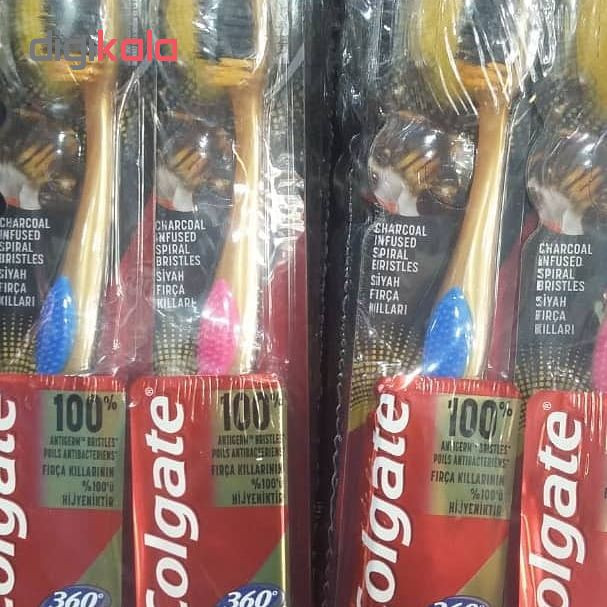 مسواک کلگیت مدل Charcoal Gold 360 با برس نرم