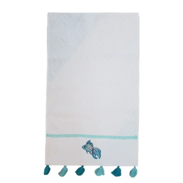 حوله دستی طرح fish v1 سایز 30x50 سانتی متر