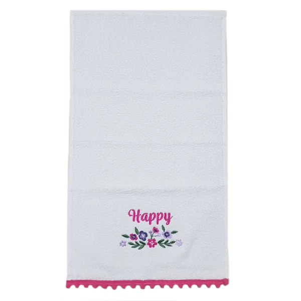 حوله دستی طرح happy v1 سایز 30x50 سانتی متر