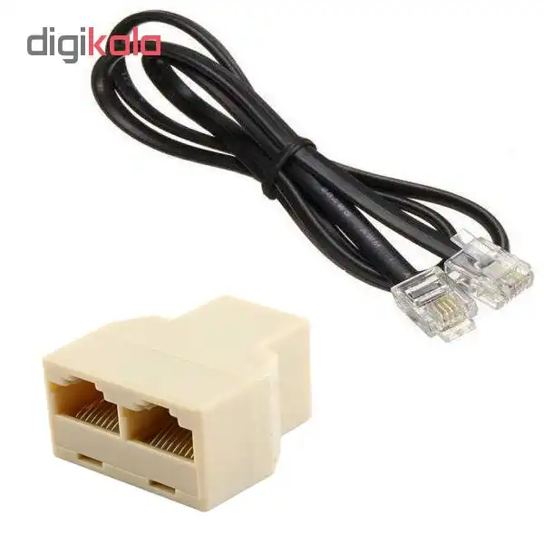 کابل تلفن مدل NV-2M طول 2 متر به همراه سوکت 1 به 2