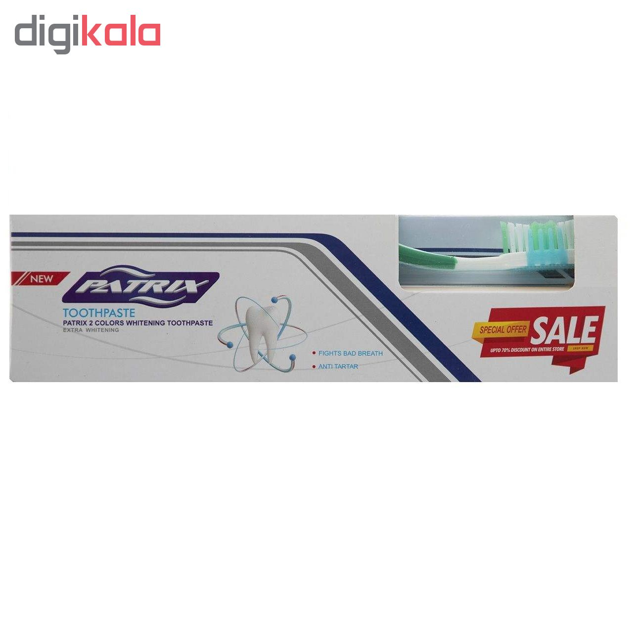 مسواک و خمیر دندان پاتریکس مدل EXTRA WHITENING