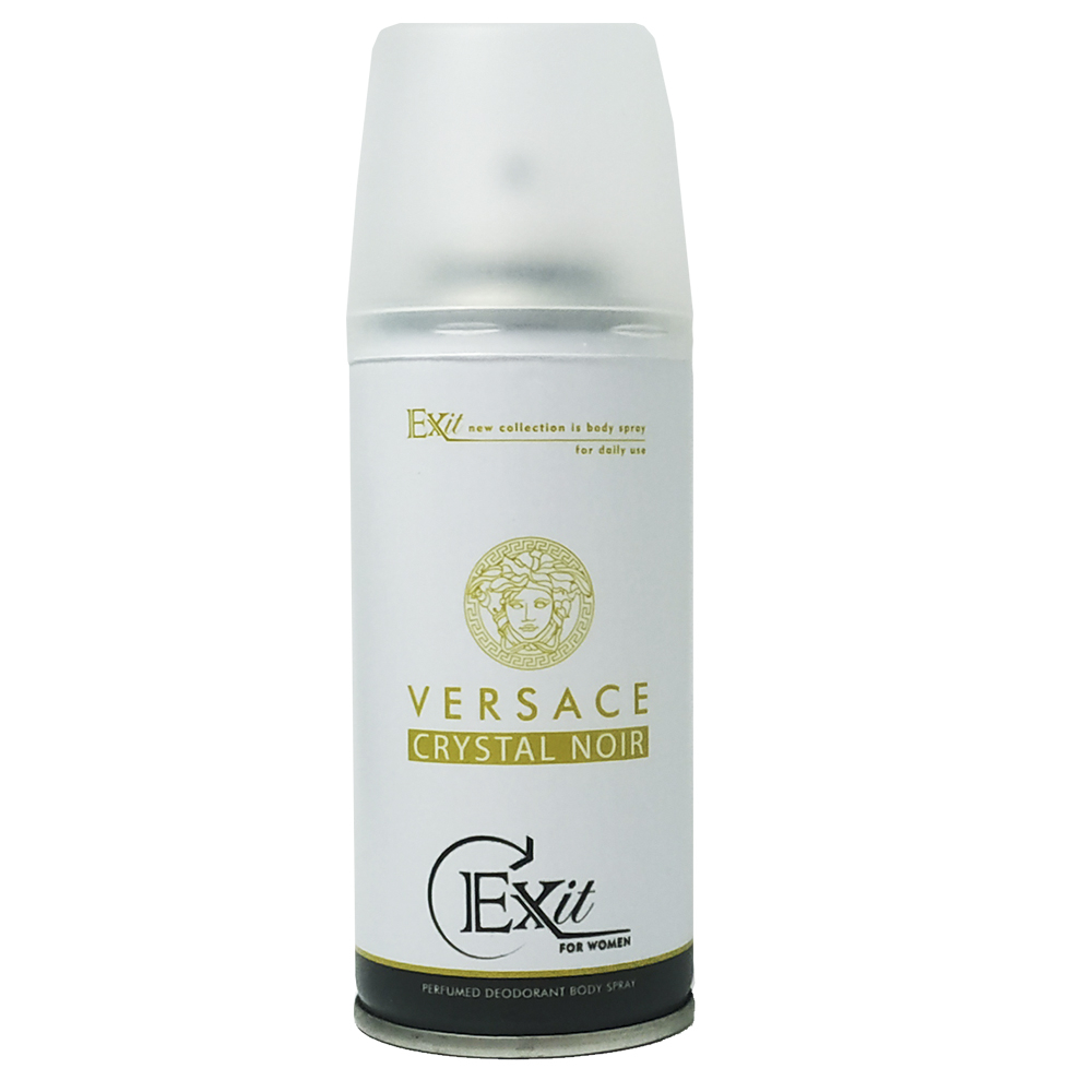 اسپری خوشبو کننده بدن زنانه اگزیت مدل Versace Crystal Noir حجم 150 میلی لیتر