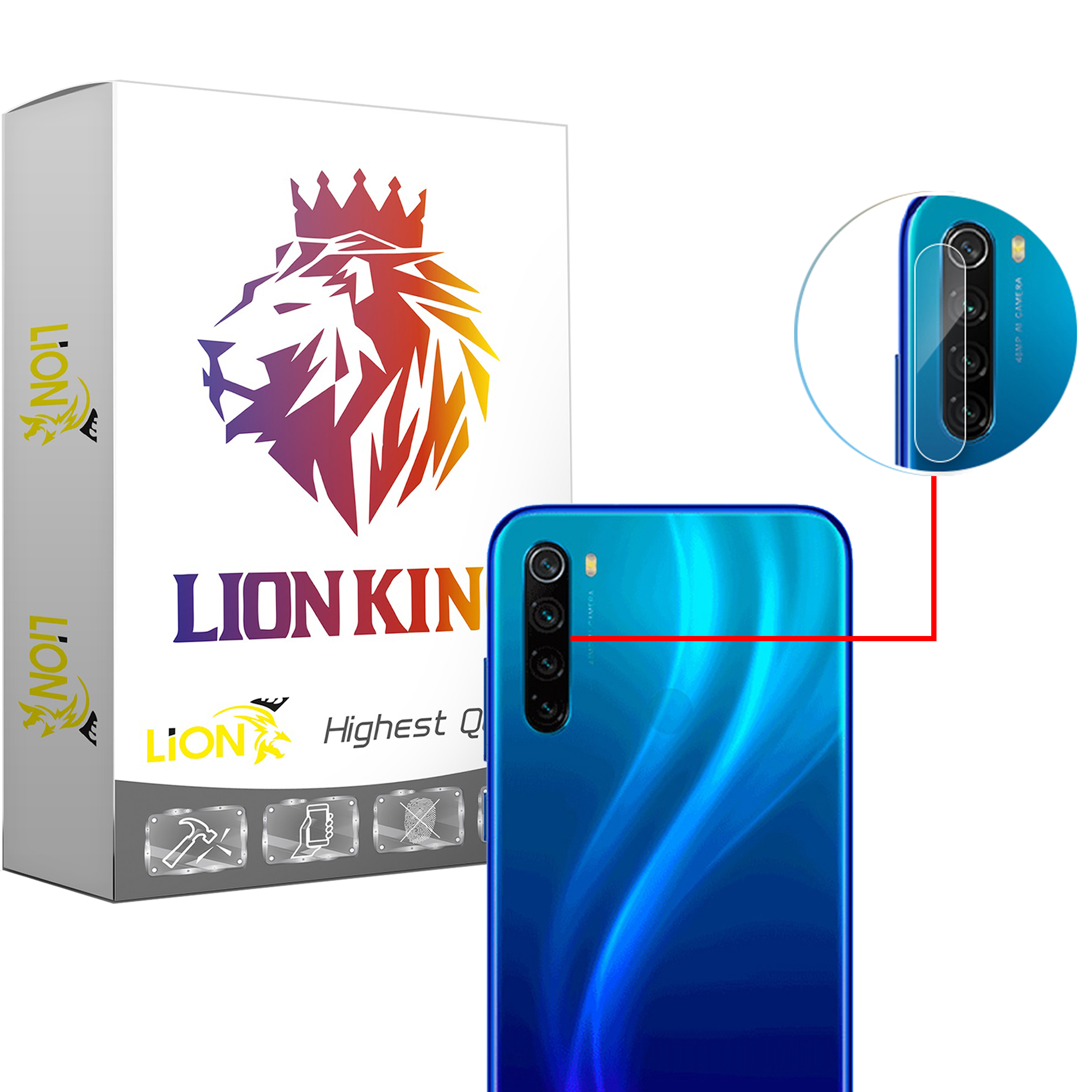 محافظ لنز دوربین لاین کینگ مدل LKL مناسب برای گوشی موبایل شیائومی REDMi NOTE 8